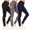 thumbnail image 1 of Sweet Hearts 3-Pack Leggings for Women- Elastic Waist Tummy Control Buttery Soft Women's Leggings Made in USA, 1 of 6