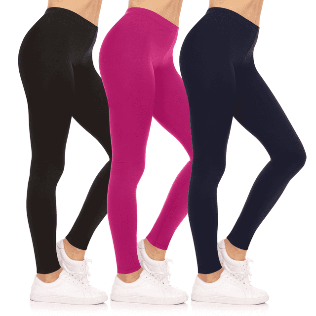Sweet Hearts 3-Pack Leggings for Women- Elastic Waist Tummy Control Buttery Soft Women's Leggings Made in USA