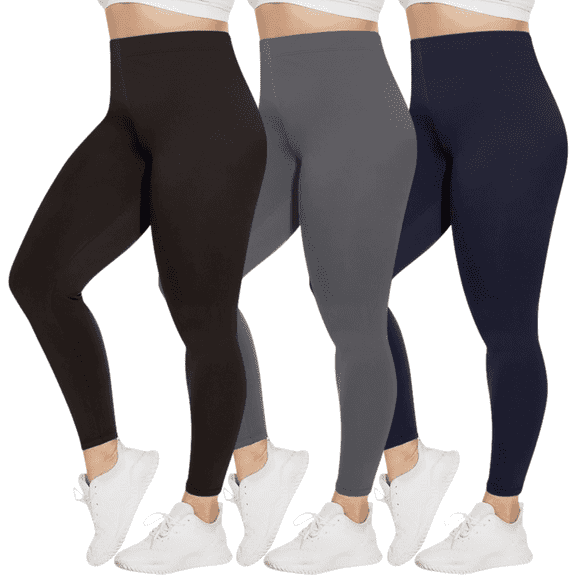 Sweet Hearts 3-Pack Leggings for Women- Elastic Waist Tummy Control Buttery Soft Women's Leggings Made in USA