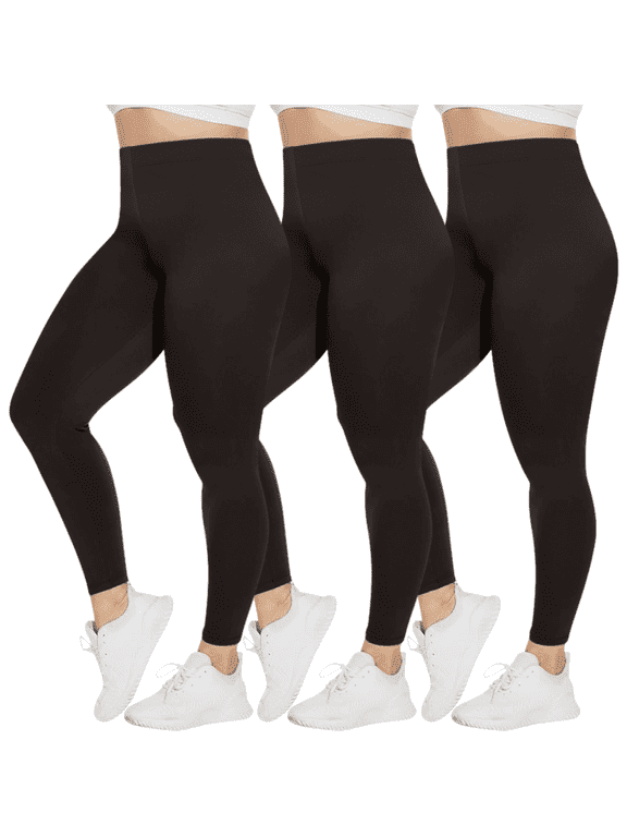 3-Pack Leggings for Women- Elastic Waist Tummy Control Buttery Soft Women's Leggings Made in USA