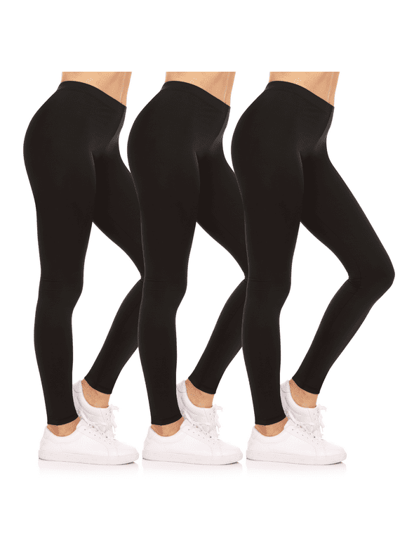 3-Pack Leggings for Women- Elastic Waist Tummy Control Buttery Soft Women's Leggings Made in USA