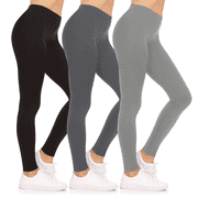 3-Pack Leggings for Women- Elastic Waist Tummy Control Buttery Soft Women's Leggings Made in USA