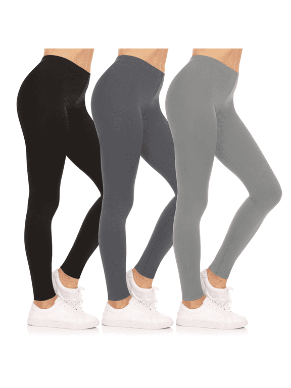 3-Pack Leggings for Women- Elastic Waist Tummy Control Buttery Soft Women's Leggings Made in USA