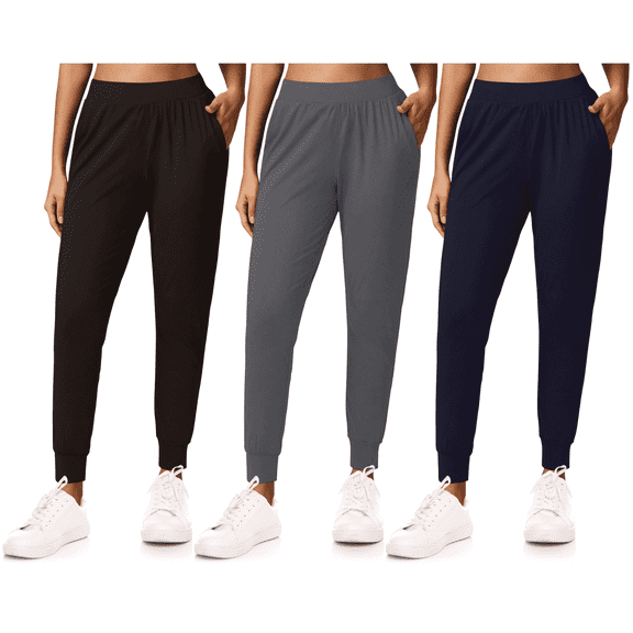 Sweet Hearts 3-Pack Womens Joggers with Pockets- Elastic Waist Soft Sweatpants for Women Yoga Pants Made in USA
