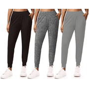 SWEET HEARTS 3-Pack Womens Joggers with Pockets- Elastic Waist Soft Sweatpants for Women Yoga Pants Made in USA