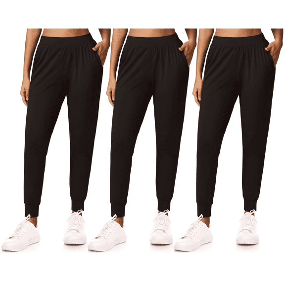Sweet Hearts 3-Pack Womens Joggers with Pockets- Elastic Waist Soft Sweatpants for Women Yoga Pants Made in USA