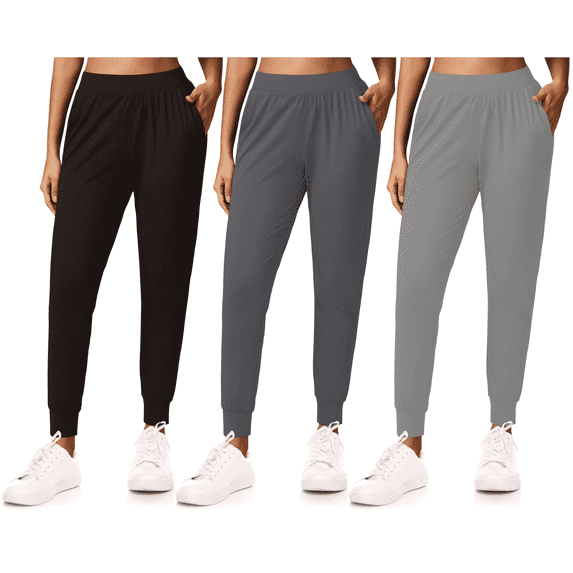 Sweet Hearts 3-Pack Womens Joggers with Pockets- Elastic Waist Soft Sweatpants for Women Yoga Pants Made in USA