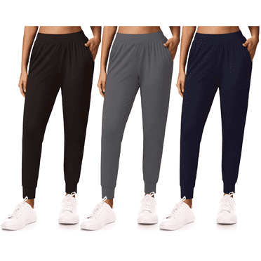 Sweet Hearts 3-Pack Womens Joggers with Pockets- Plus Size Elastic Waist Soft Sweatpants for Women Yoga Pants Made in USA
