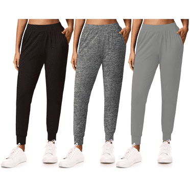 Sweet Hearts 3-Pack Womens Joggers with Pockets- Plus Size Elastic Waist Soft Sweatpants for Women Yoga Pants Made in USA