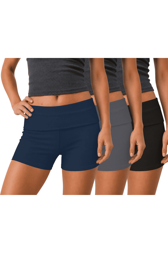 3-Pack Womens Shorts- Foldover Biker Shorts for Women High Waisted Black Shorts Casual Summer Womens Clothes Plus Size