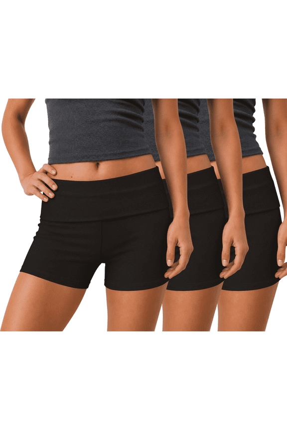 3-Pack Womens Shorts- Foldover Biker Shorts for Women High Waisted Black Shorts Casual Summer Womens Clothes Plus Size