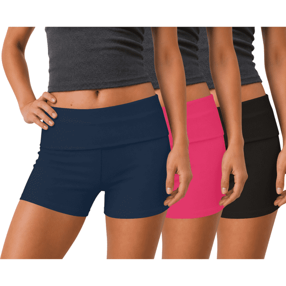 Sweet Hearts 3-Pack Womens Shorts- Foldover Biker Shorts for Women High Waisted Black Shorts Casual Summer Womens Clothes Plus Size