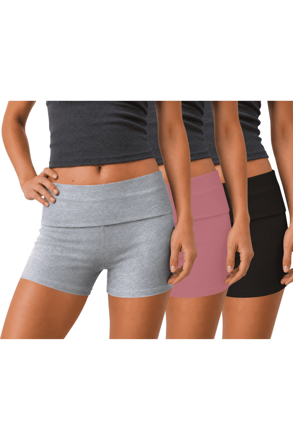 3-Pack Womens Shorts- Foldover Biker Shorts for Women High Waisted Black Shorts Casual Summer Womens Clothes Plus Size