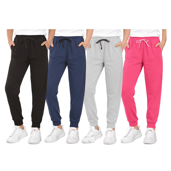 Sweet Hearts Girls' Sweatpants - 4 Pack Super Soft Athletic Performance Jogger Pants: Made in USA (5-18)
