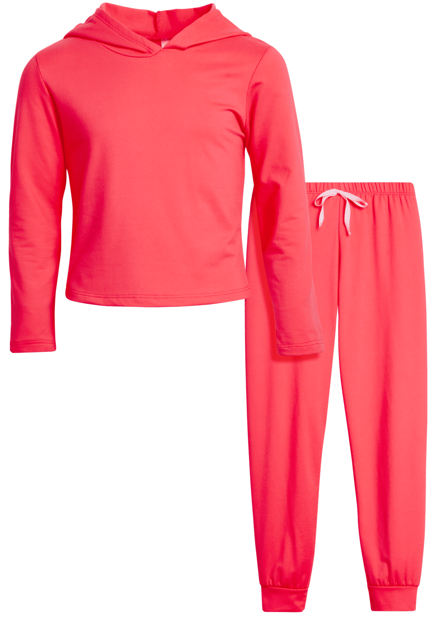 READY FOR THAT ROUND NECK FLEECE GIRLS SWEATSHIRT JOGGER SET - WHITE