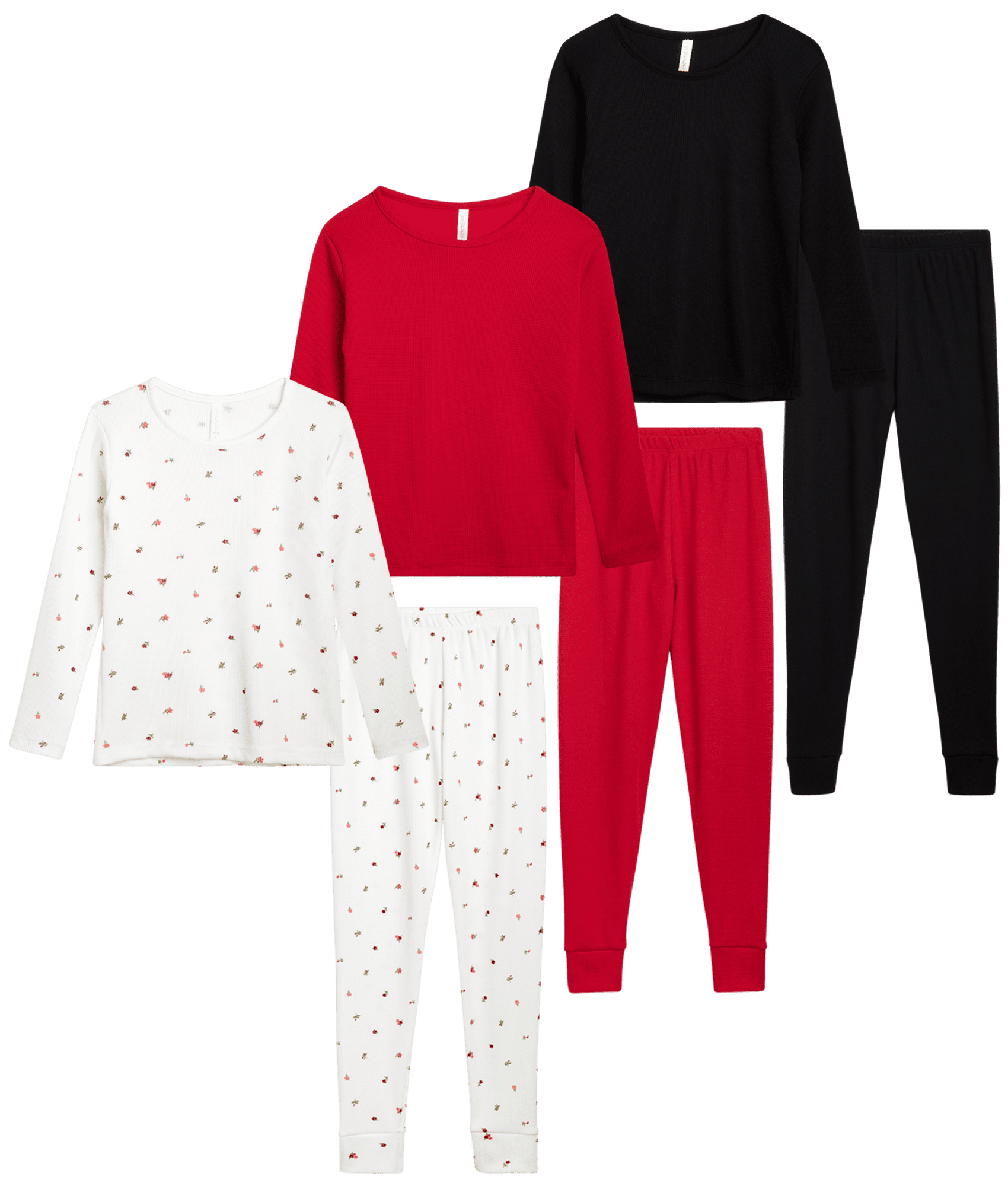 Sweet Hearts Girls’ Thermal Underwear Set 6 Piece Waffle Knit Top