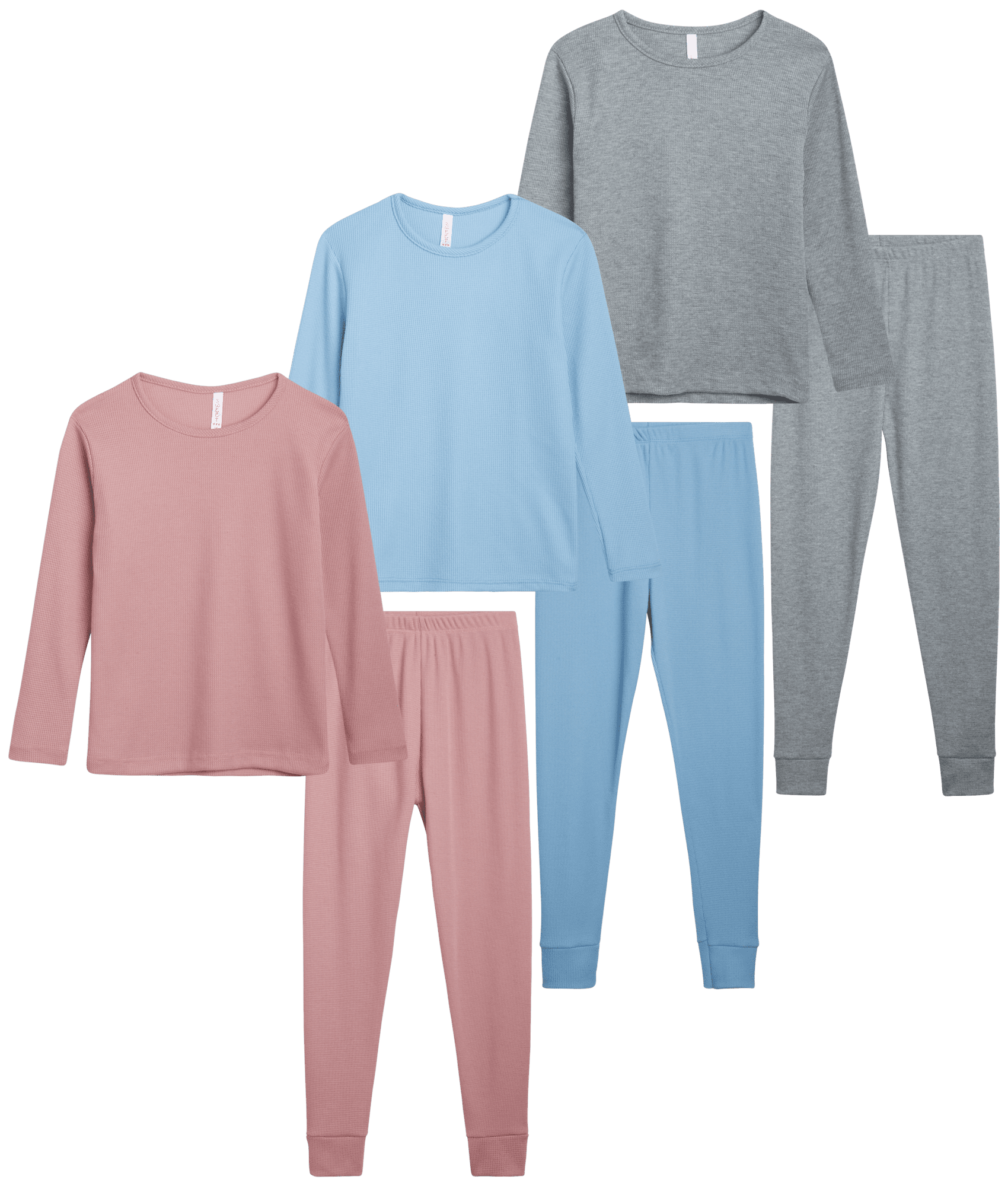 Sweet Hearts Girls’ Thermal Underwear Set – 6 Piece Waffle Knit Top ...