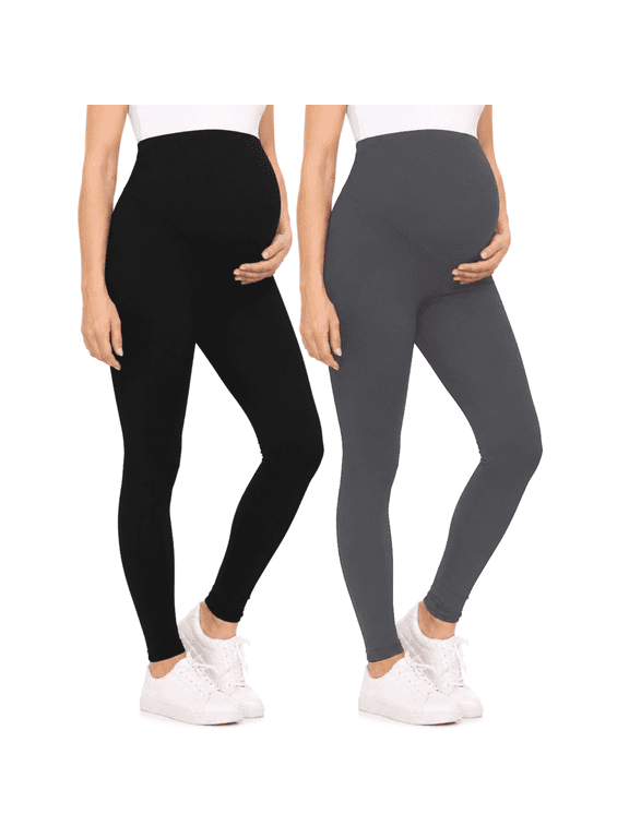 2-Pack Maternity Leggings for Women- High Waist Maternity Pants Pregnancy Clothes for Women Made in USA