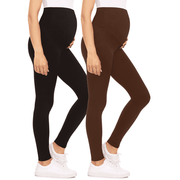 Sweet Hearts 2-Pack Maternity Leggings for Women- High Waist Maternity Pants Pregnancy Clothes for Women Made in USA