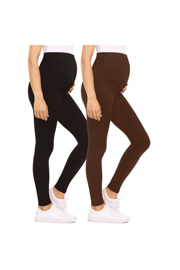2-Pack Maternity Leggings for Women- High Waist Maternity Pants Pregnancy Clothes for Women Made in USA