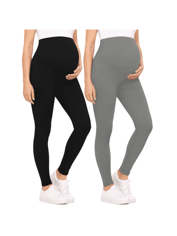 2-Pack Maternity Leggings for Women- High Waist Maternity Pants Pregnancy Clothes for Women Made in USA