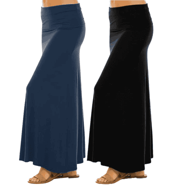 Sweet Hearts Maxi Skirt for Women- Foldover High Waist Long Flare A-Line Skirt Maxi Dress XS-XL Made in USA