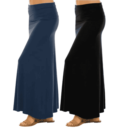 Sweet Hearts Maxi Skirt for Women- Foldover High Waist Long Flare A-Line Skirt Maxi Dress XS-XL Made in USA