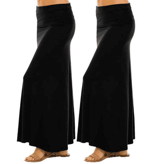 Sweet Hearts Maxi Skirt for Women- Foldover High Waist Long Flare A-Line Skirt Maxi Dress XS-XL Made in USA