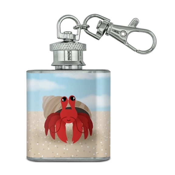 Sweet Hermit Crab Stainless Steel 1oz Mini Flask Key Chain