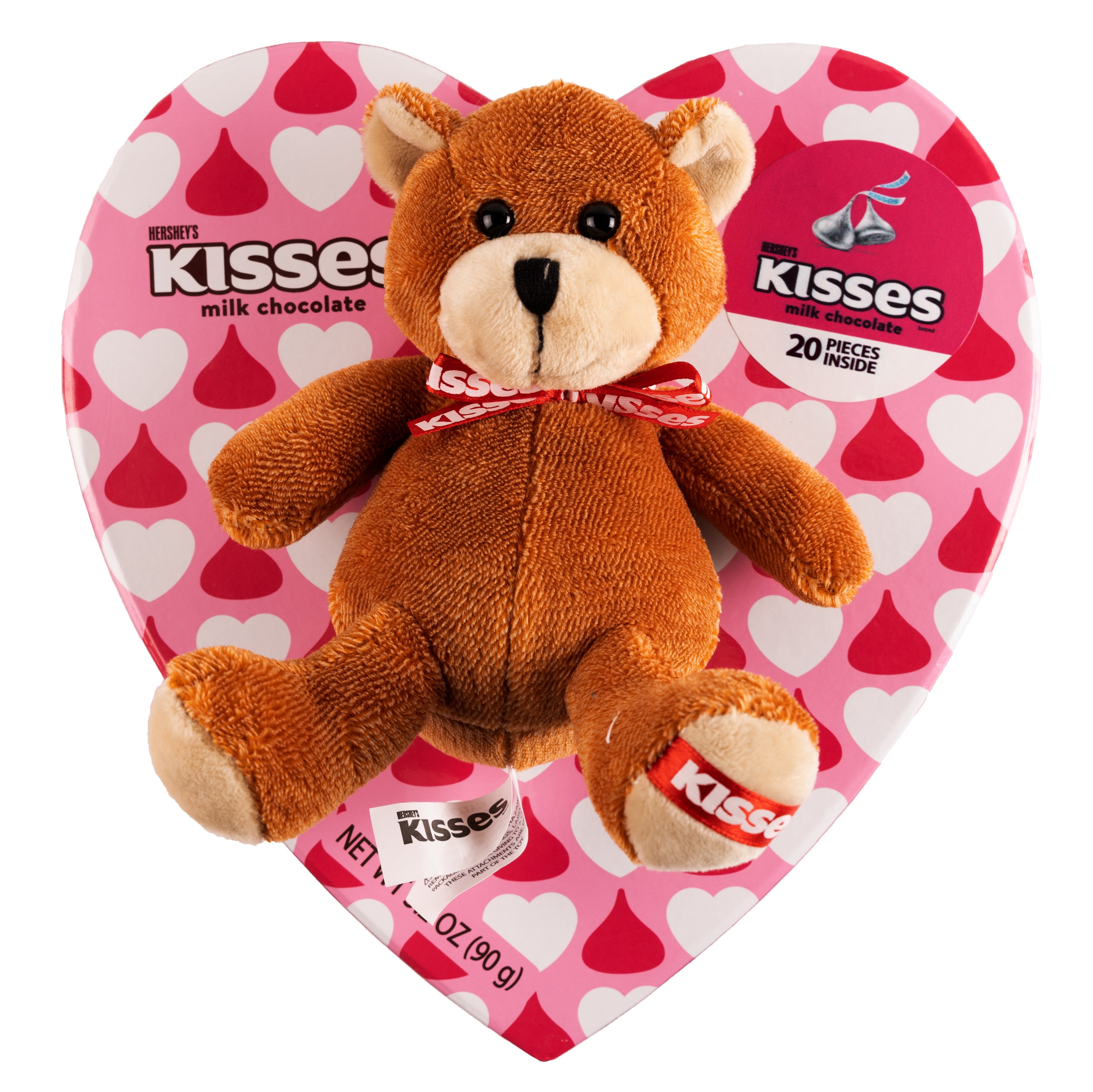 Hershey's Valentine's Chocolate Kisses with Plush Bear Heart Box