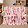 thumbnail image 1 of Sweet Holiday Charm Pink Christmas, Festive Holiday Scene, Warm Flannel Blanket for Living Room and Reading Nook with Detailed Artwork, Art Lovers Christmas Gift, Festive Home Decor, 1 of 9