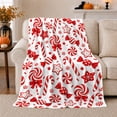 thumbnail image 1 of Sweet Holiday Confection decorative motif Cane Pattern, Festive Holiday Scene, Warm Flannel Blanket for Living Room and Reading Nook, Art Lovers Christmas Gift, Festive Home Decor, 1 of 9