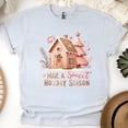thumbnail image 1 of Sweet Holiday Season T-Shirt | Gingerbread House Graphic Tee, Ash, Size M, 1 of 6