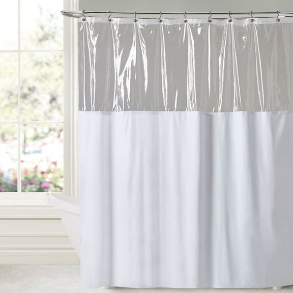 Sweet Home Collection 10-Gauge Heavy Duty, See Through Top Vinyl Bath Shower Liner Curtain