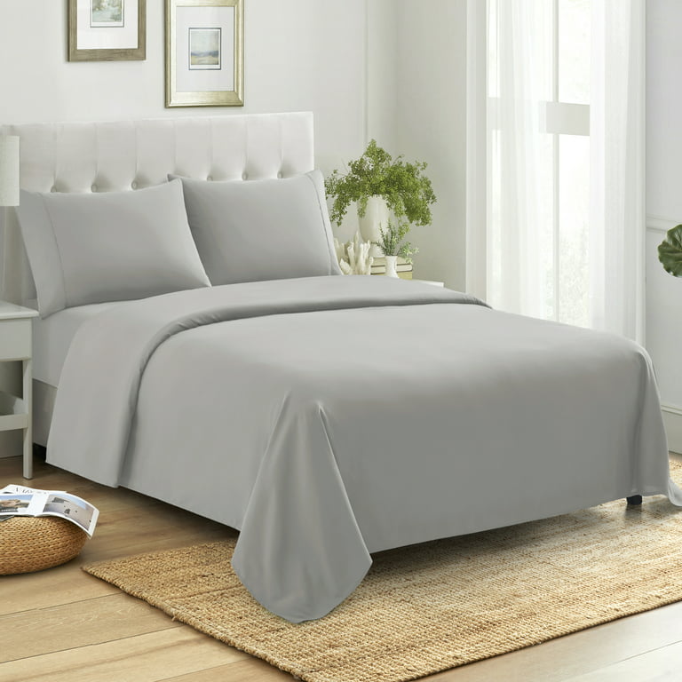 Sweet Home Collection 100% Combed Cotton Percale Sheet Set Made in Egypt  400 TC Gray King
