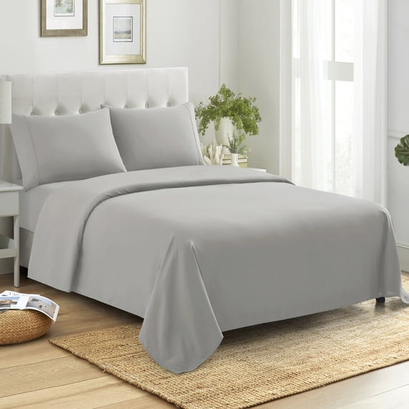 Sweet Home Collection 100% Combed Cotton Percale Sheet Set Made in Egypt 400 TC Gray King