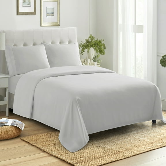 Sweet Home Collection 100% Combed Cotton Percale Sheet Set Made in Egypt 400 TC Silver King