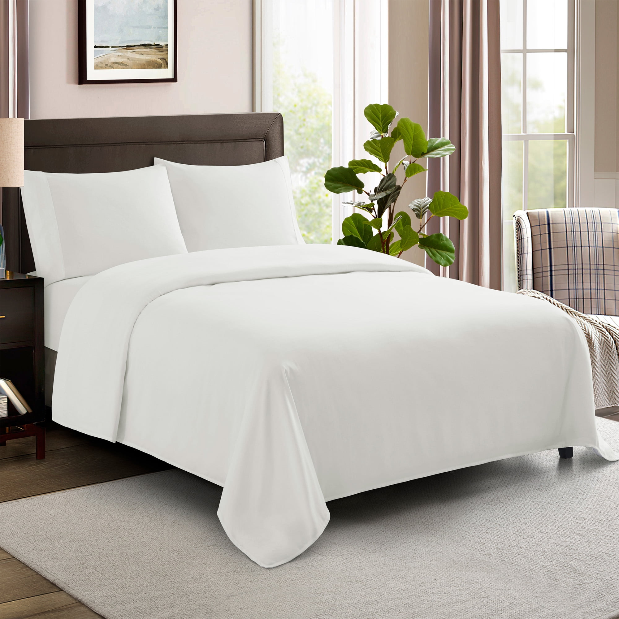 Luxurious White Egyptian Cotton King Bed Sheet Set