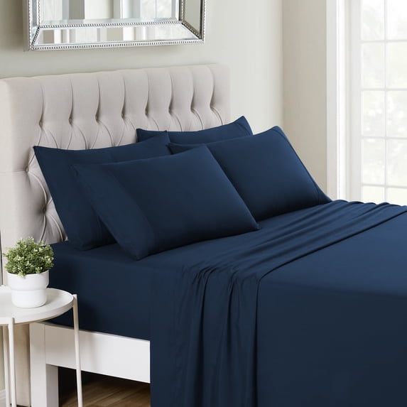 Sweet Home Collection 1500 Series 4 Piece Ultra Soft Microfiber Sheet Set, Twin, Navy