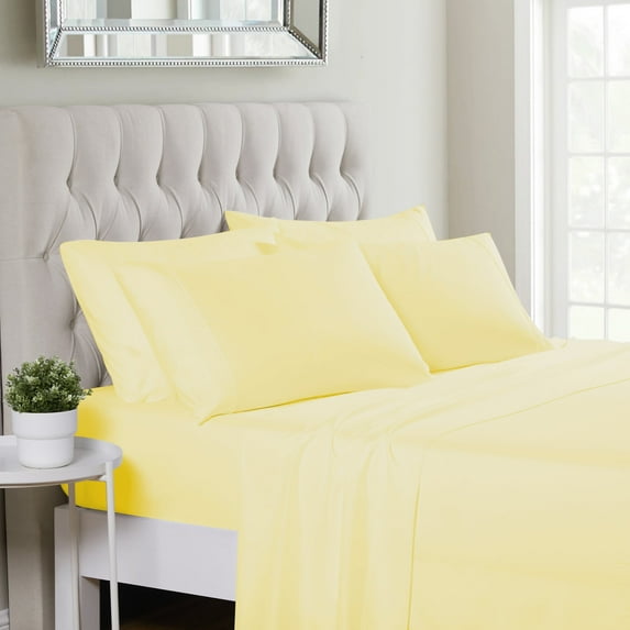 Sweet Home Collection 1500 Series 4 Piece Ultra Soft Microfiber Sheet Set, Twin, Pale Yellow