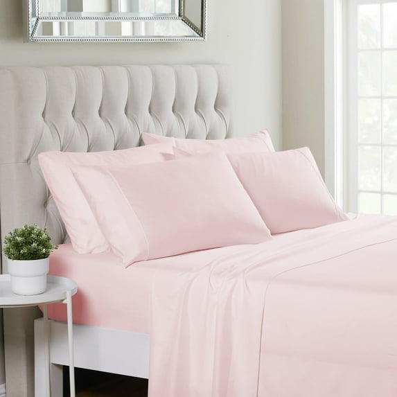 Sweet Home Collection 1500 Series 6 Piece Ultra Soft Microfiber Sheet Set, Full, Pale Pink