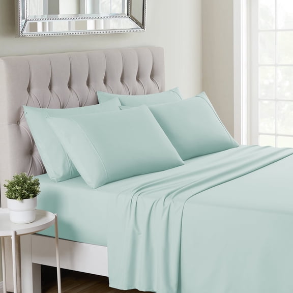 Sweet Home Collection 1500 Series 6 Piece Ultra Soft Microfiber Sheet Set, Full, Porcelain Blue