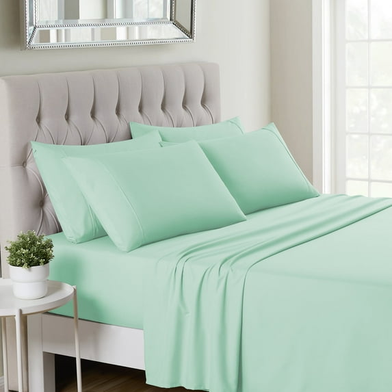 Sweet Home Collection 1500 Series 6 Piece Ultra Soft Microfiber Sheet Set, King, Mint