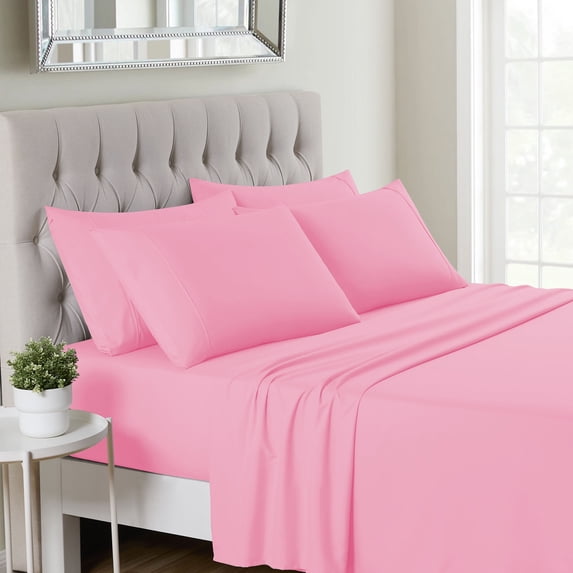 Sweet Home Collection 1500 Series 6 Piece Ultra Soft Microfiber Sheet Set, Queen, Pink