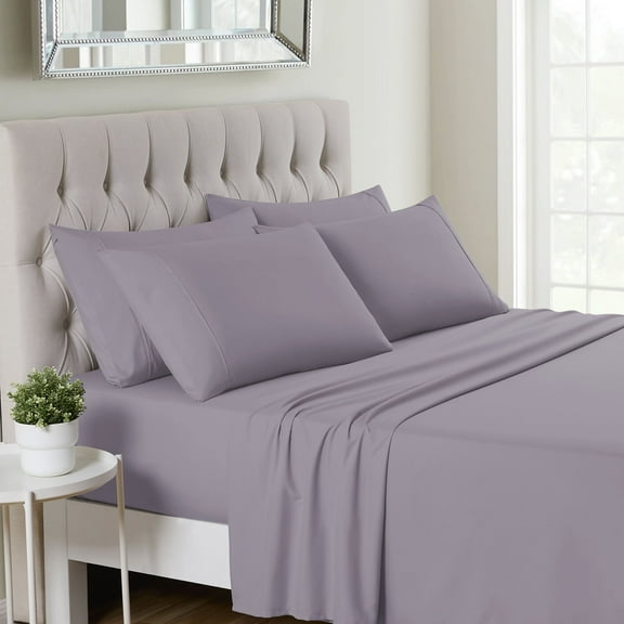 Sweet Home Collection 1500 Series 6 Piece Ultra Soft Microfiber Sheet Set, Queen, Plum