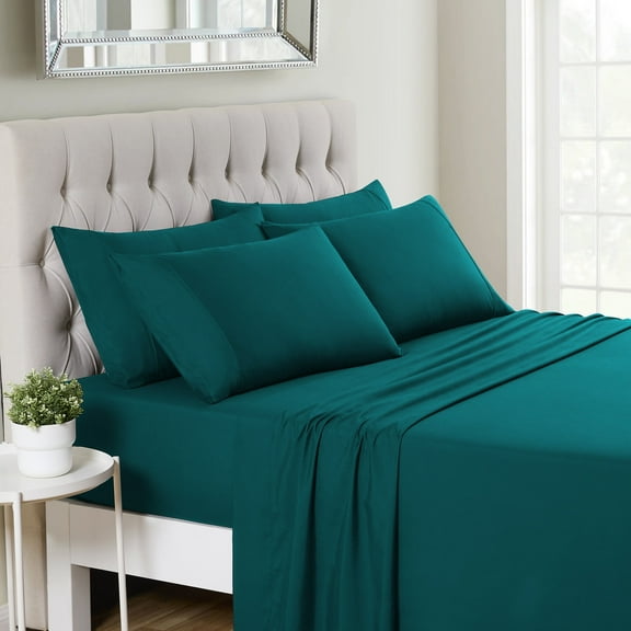 Sweet Home Collection 1500 Series 6 Piece Ultra Soft Microfiber Sheet Set, Queen, Teal