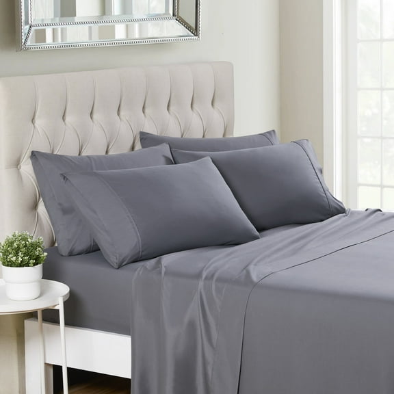 Sweet Home Collection 1500 Series 7 Piece Ultra Soft Microfiber Sheet Set, Split King, Gray