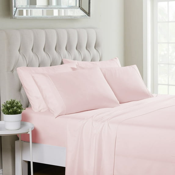 Sweet Home Collection 1500 Series 7 Piece Ultra Soft Microfiber Sheet Set, Split King, Pale Pink