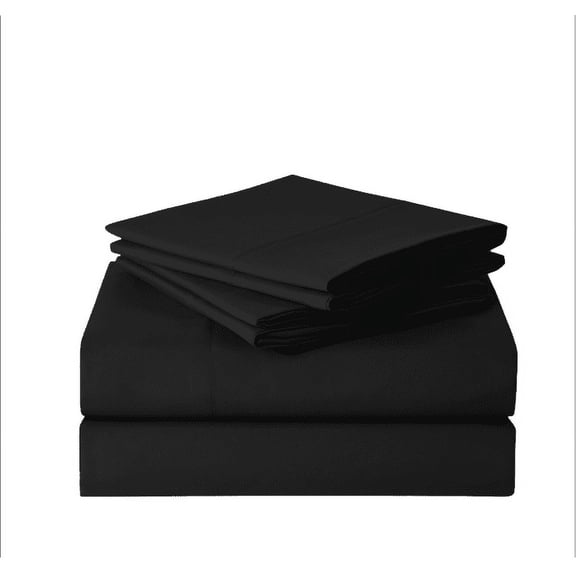 Sweet Home Collection 1500 Series Bed Sheets - Extra Soft Microfiber Deep Pocket 6pc Sheet Set - Black, Queen