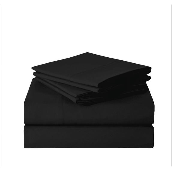 Sweet Home Collection 1500 Series Bed Sheets - Extra Soft Microfiber Deep Pocket 6pc Sheet Set - Black, RV Queen